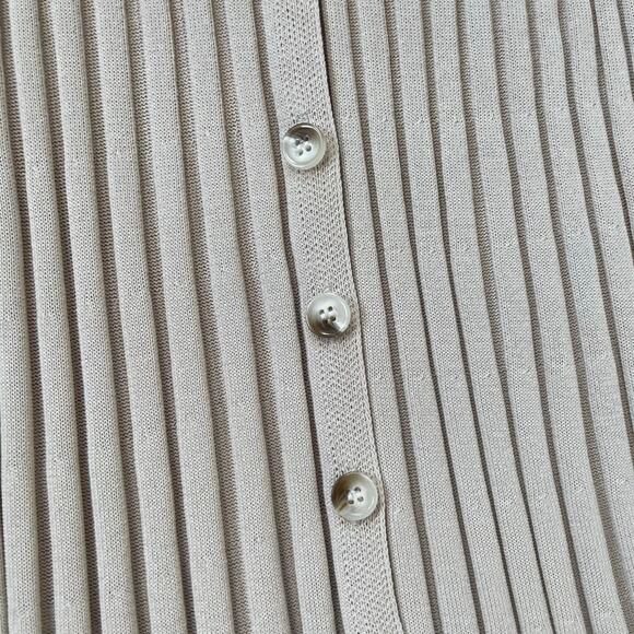 Dissh Sylvia Stone Ribbed Knit Midi Dress Cream Beige Long Sleeve Button Down XL - Picture 9 of 16